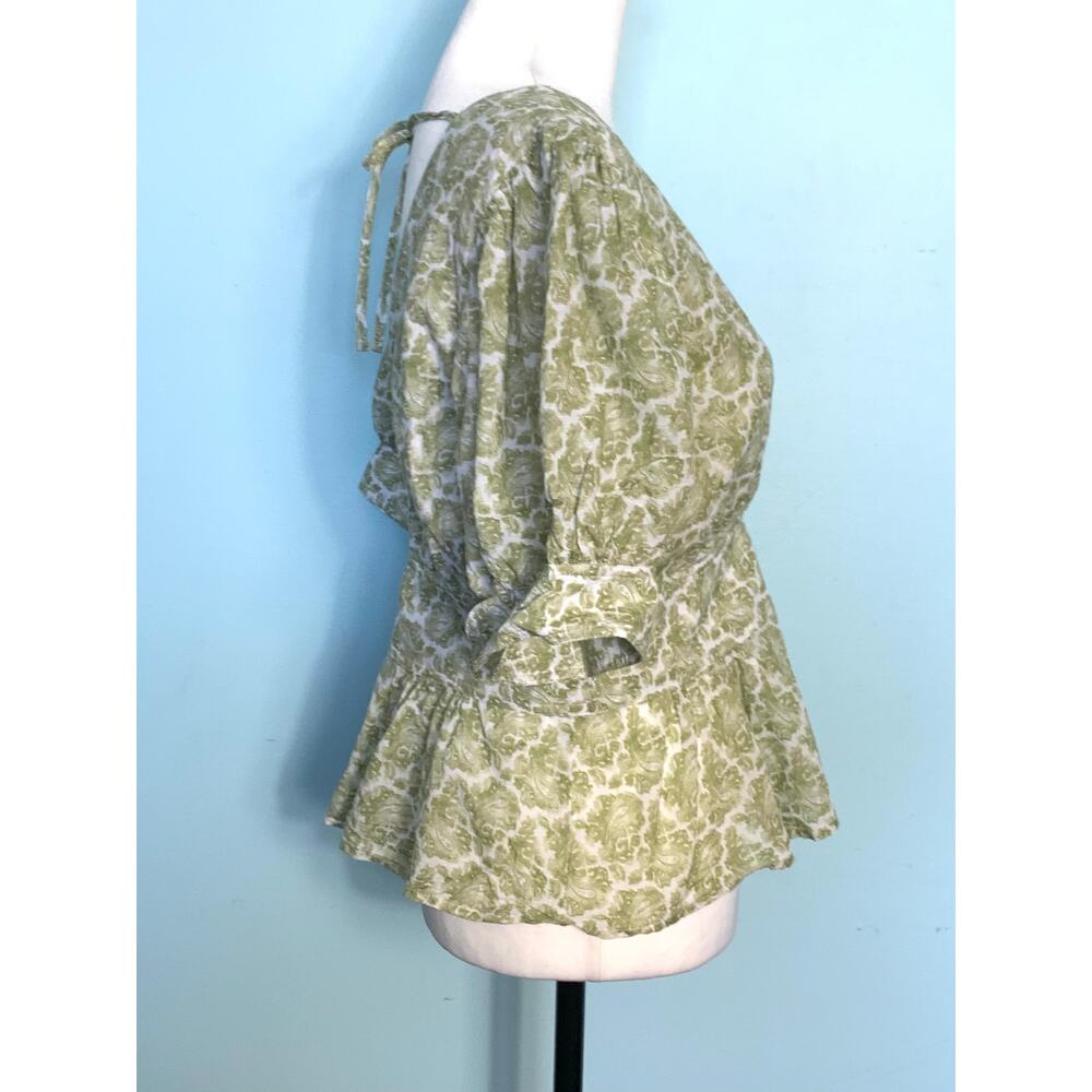 J. Crew V-neck Puff-Sleeve Top in Ornate Paisley Size 10 - Picture 6 of 9